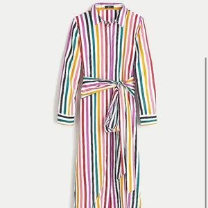 NWOT JCREW RAINBOW STRIPE MAXI SHIRT DRESS!
